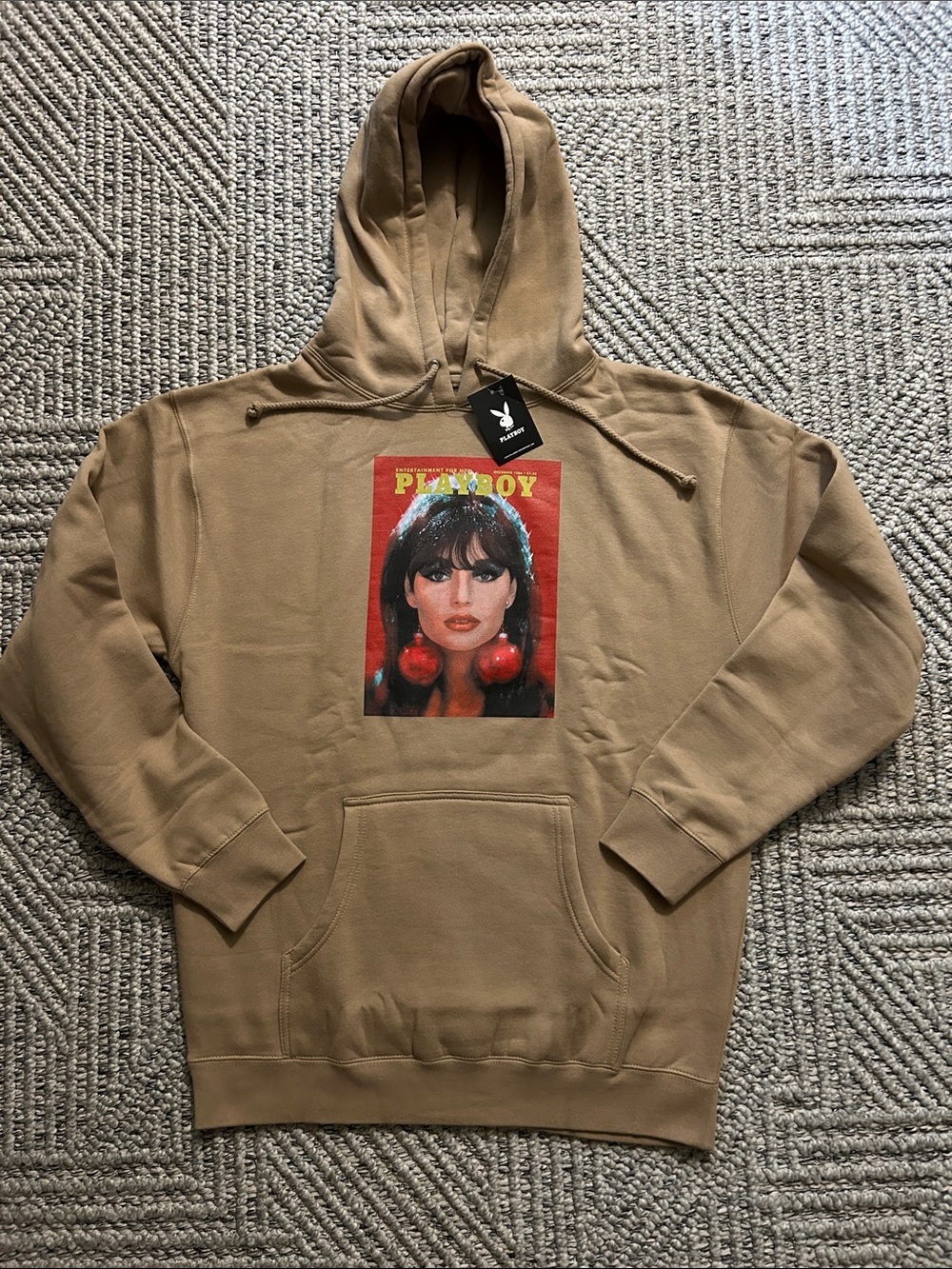 PLAYBOY Tan Graphic Hoodie Ms. December 1966 Cover NWT